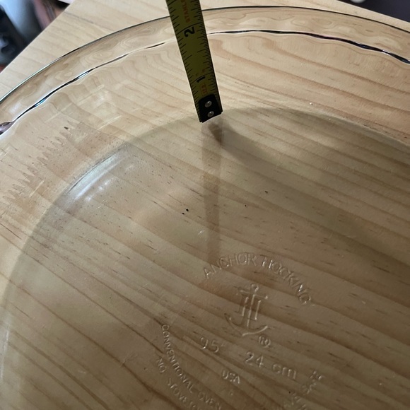 Vintage Anchor Hocking USA Heavy 2+ lb Clear Glass 9.5” 24cm Pie Bake Pan Plate - Picture 3 of 4